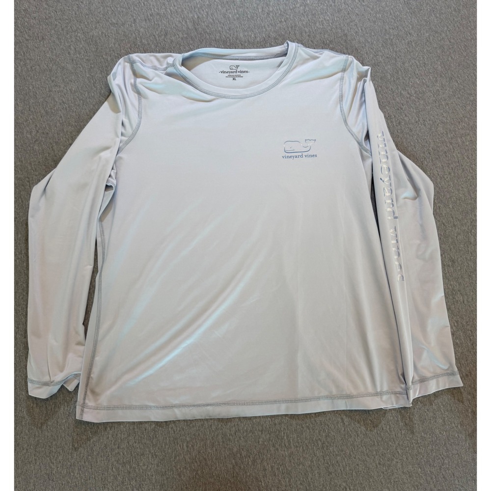 Vineyard Vines Mens XL Long Sleeve Performance Shirt Gray Whale Logo 2V001731